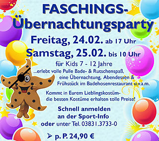 Kinder-Faschingsübernachtungsparty Kinder-Faschingsübernachtungsparty